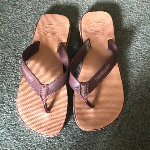 havaianas mens leather flip flops